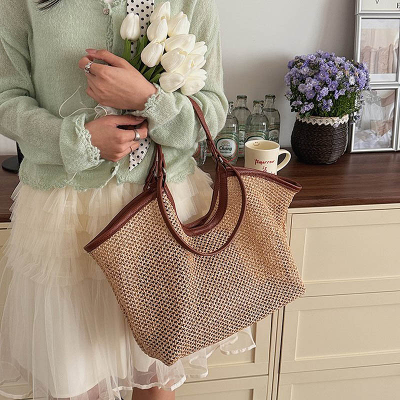 Women Hand Bags For Office - กระเป๋าถือผ้าแคนวาสสำหรับผู้หญิง กระเป๋าสะพายไหล่ความจุขนาดใหญ่ สไตล์วินเทจ ลำลอง ใช้ได้ทุกวัน กระเป๋าถือสำหรับทำงาน