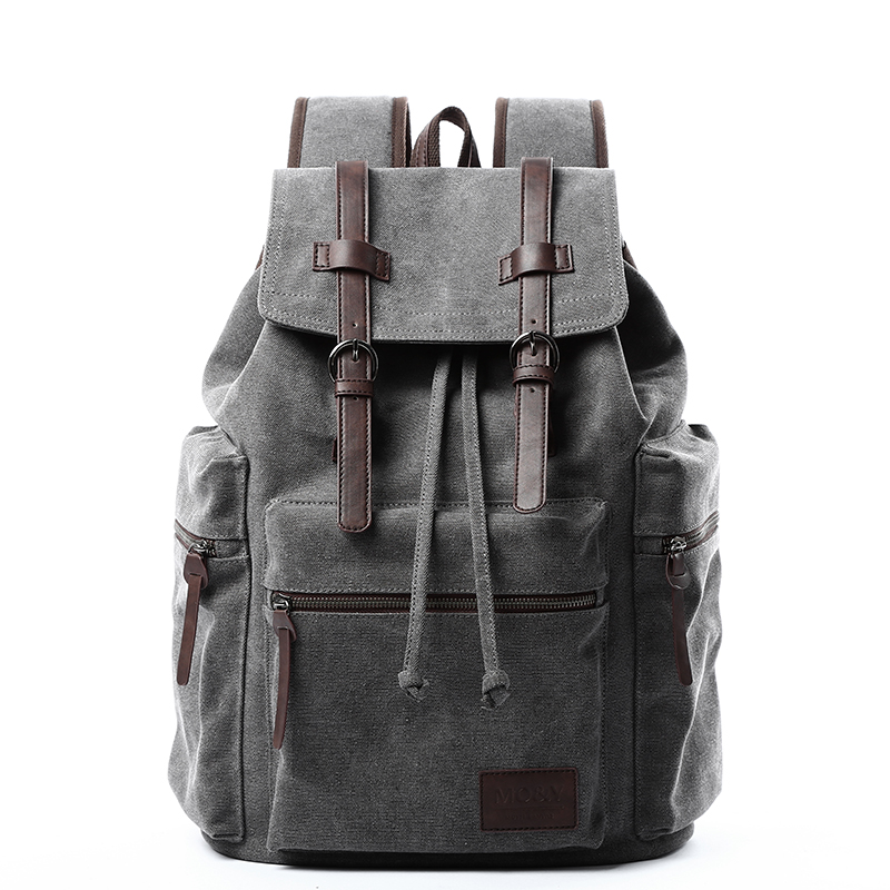 Women Bags Casual - MATE ELAN กระเป๋าเป้สะพายหลังผ้าแคนวาสสไตล์เรโทรสำหรับผู้ชายและผู้หญิง กระเป๋าเดินทางแบบฝาพับวินเทจ กระเป๋านักเรียนใส่แล็ปท็อป กระเป๋าเป้หนัง