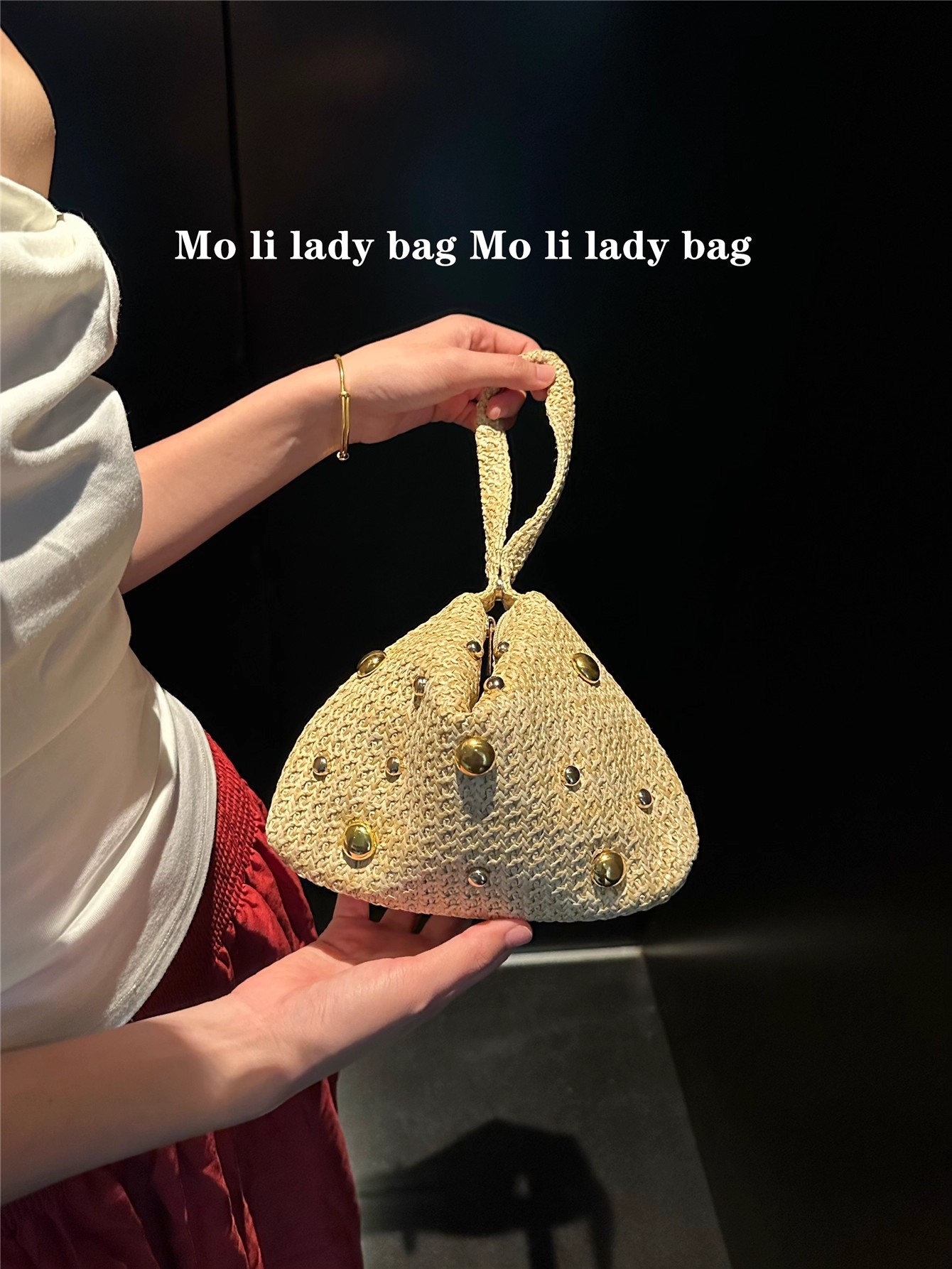 Women'S Bags Holiday - กระเป๋าถือสานจากฟาง งานแฮนด์เมด ประดับลูกปัด กระเป๋าสะพายไหล่สำหรับผู้หญิง กระเป๋าสำหรับวันหยุดฤดูร้อน กระเป๋าชายหาด