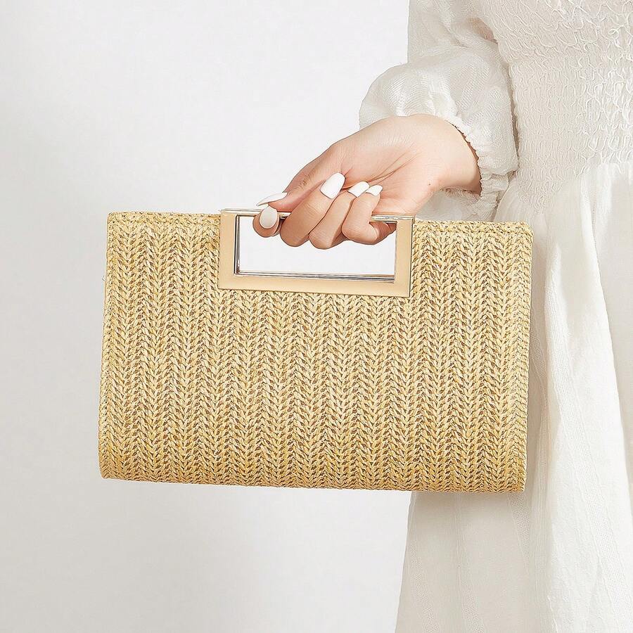 Women'S Bags Holiday - กระเป๋าถือผู้หญิงสีคาคี กระเป๋าถือแฟชั่นแบบทอ เหมาะสำหรับวันหยุด ชายหาด กระเป๋าสะพายข้างผู้หญิงอเนกประสงค์ สไตล์ลำลอง