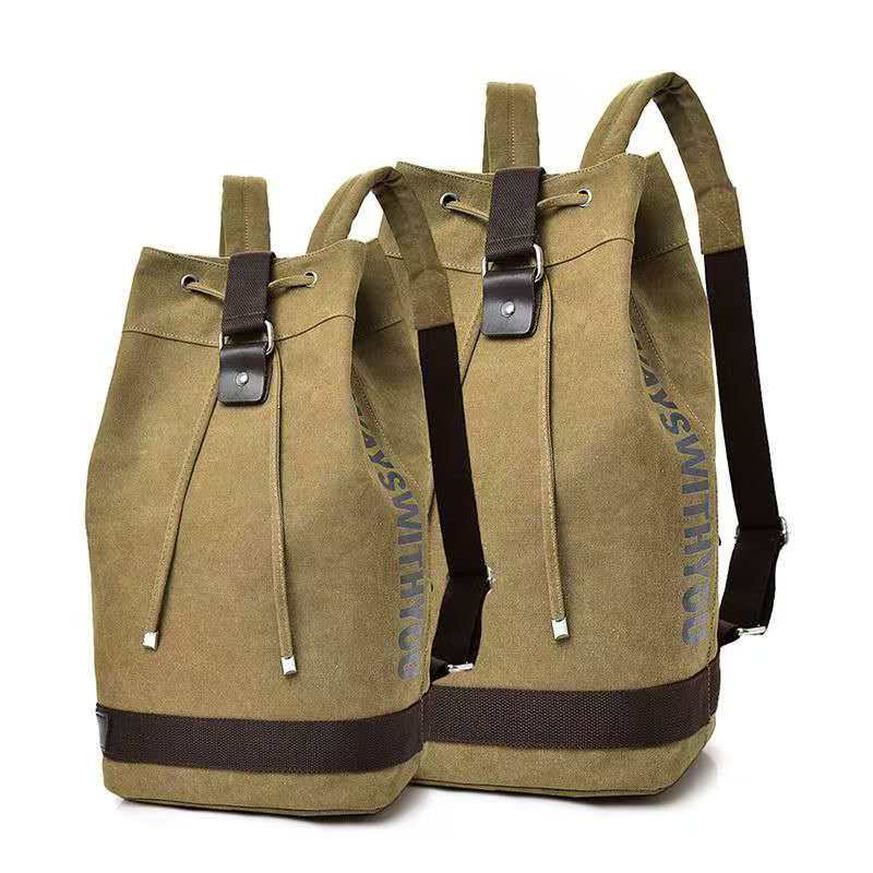 Women Bags Casual - กระเป๋าเป้ผ้าแคนวาสปี 2026 พร้อมสายสะพายไหล่คู่ กระเป๋าทรงถังความจุขนาดใหญ่ เหมาะสำหรับทั้งชายและหญิง ใช้สำหรับการเดินทางแบบสบายๆ