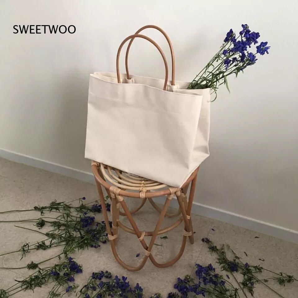 Women'S Work Bags Designer - กระเป๋าผ้าแคนวาสพร้อมหูหิ้วหนัง ดีไซน์มินิมอล จุของได้เยอะ น้ำหนักเบา เหมาะสำหรับใช้ในชีวิตประจำวัน ทำงาน
