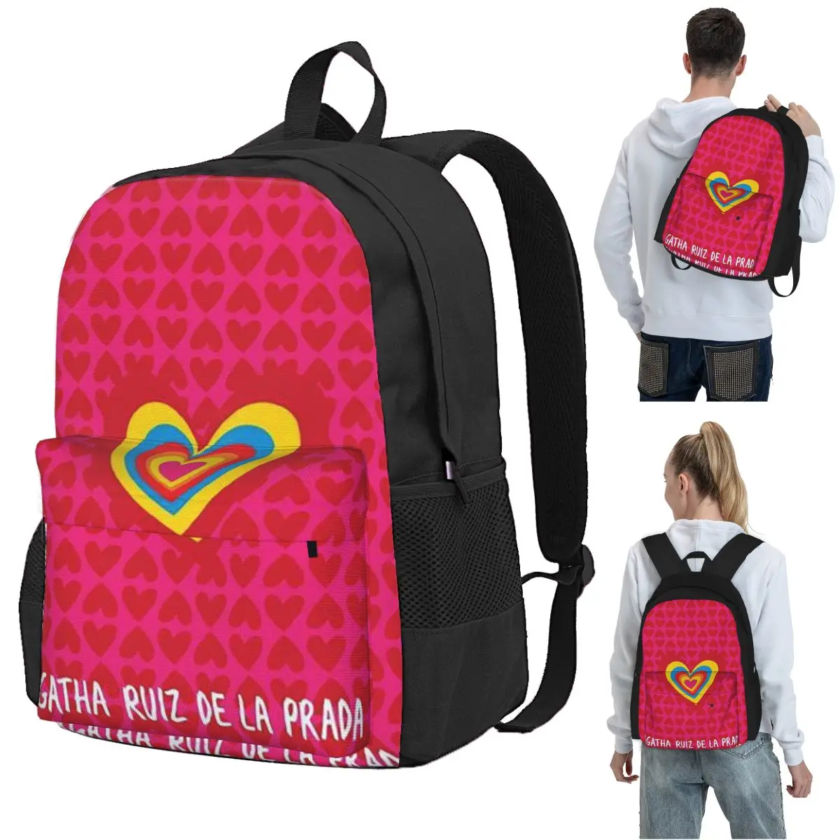 Women Bags Prada - กระเป๋าเป้ลาย Agatha Ruiz-De La-Prada กระเป๋านักเรียน กระเป๋าหนังสือเด็ก