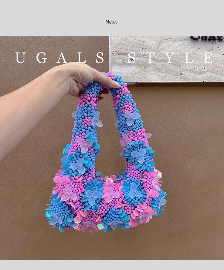 Women'S Bags Holiday - กระเป๋าถือผู้หญิงประดับลูกปัด งานแฮนด์เมด กระเป๋าสะพายไหล่ลายดอกไม้ กระเป๋าออกงานกลางคืน กระเป๋าสำหรับวันหยุดพักผ่อน กระเป๋าชายหาด