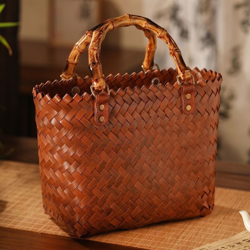 Woven Straw Bag - กระเป๋าถือทำมือล้วนๆ กระเป๋าเครื่องสำอาง กระเป๋าใส่ผัก กระเป๋าชายหาด