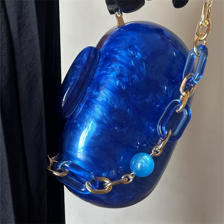 Women'S Vegan Bags - กระเป๋าถือแฟชั่นสุดหรูลายหินอ่อนทรงกลมสีฟ้าลายหินอ่อนกระเป๋าคลัทช์อะคริลิค