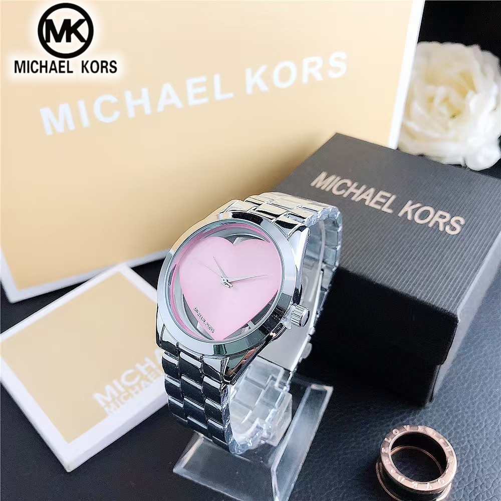 Women'S Bags Of Michael Kors - นาฬิกาข้อมือผู้หญิง Michael Kors รุ่นใหม่สุดหรู ดีไซน์รูปหัวใจสีพีช พร้อมกระเป๋า