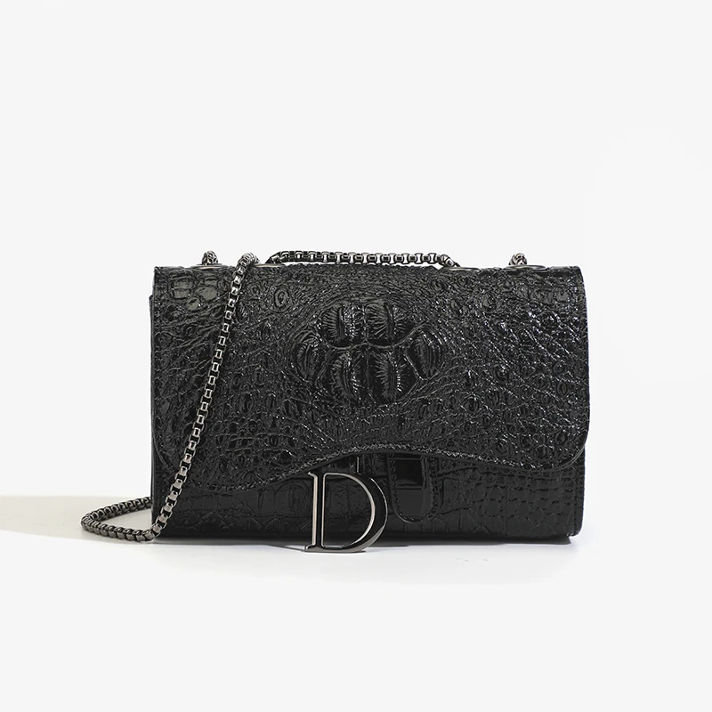 Women Bags Ysl - กระเป๋าสะพายข้างลายหนังจระเข้ประดับเลื่อมพร้อมสายโซ่สำหรับผู้หญิง กระเป๋าถือแบบ D-Buckle สำหรับงานเลี้ยงตอนเย็น