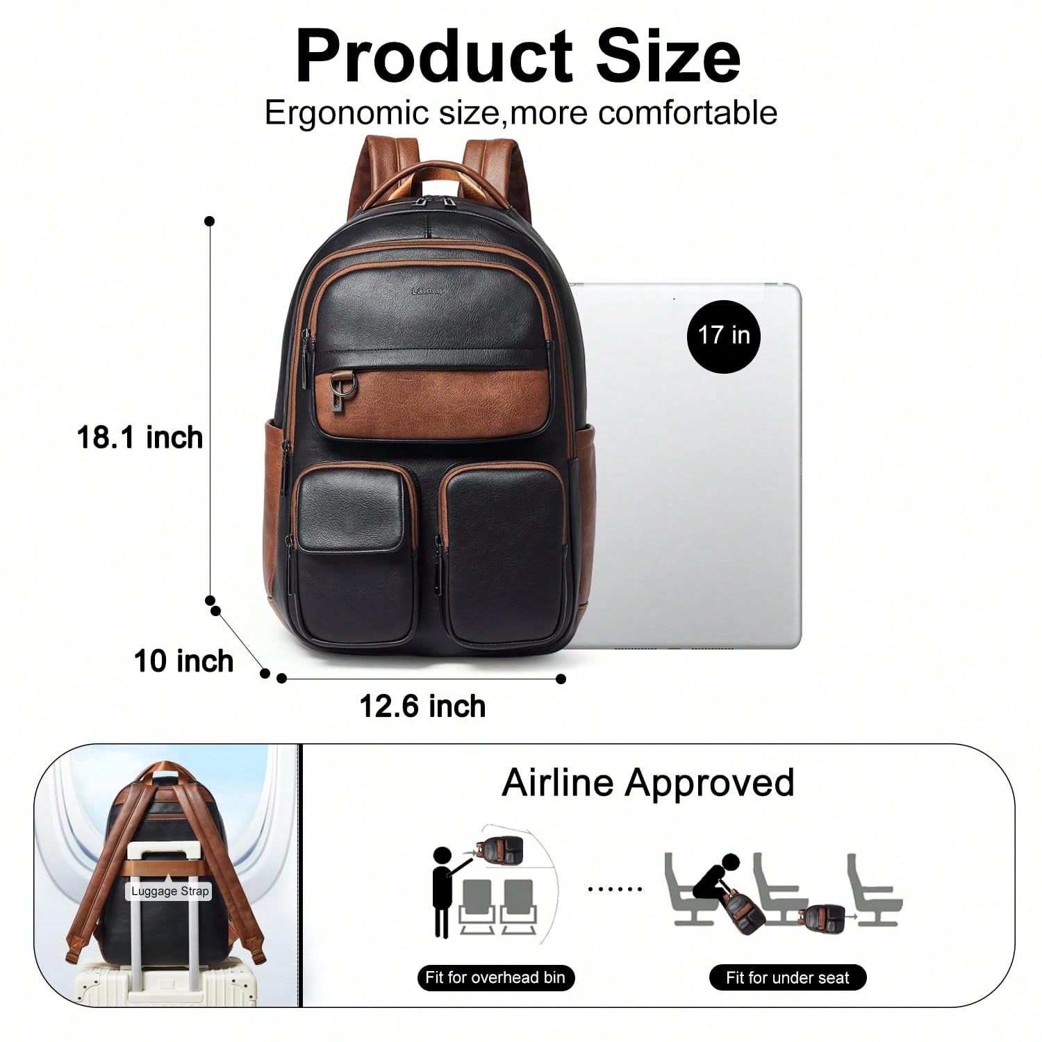 กระเป๋าเป้สะพายหลังหนังวีแกน L - Women'S Work Bags Designer บทวิจารณ์และราคา