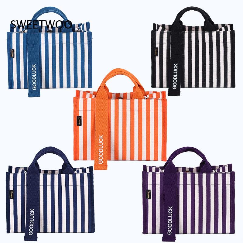 กระเป๋าผ้าแคนวาสลายทางแนวตั้งข - Women Hand Bags For Office บทวิจารณ์และราคา
