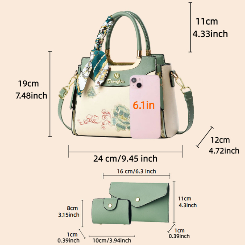ชุดกระเป๋าถือปักลาย 3 ชิ้น ประ - Women Bags Casual บทวิจารณ์และราคา