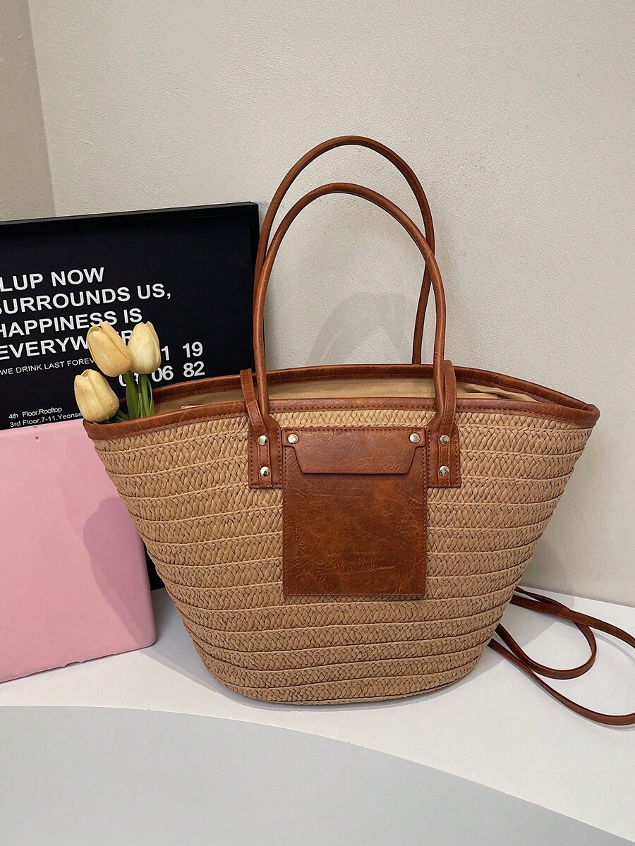 กระเป๋าถือสานขนาดใหญ่สำหรับแฟช - Woven Straw Bag บทวิจารณ์และราคา
