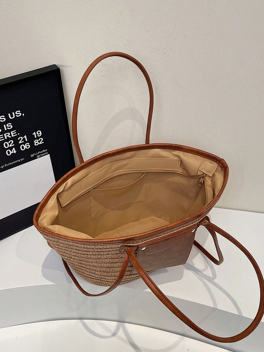 กระเป๋าถือสานขนาดใหญ่สำหรับแฟช - Woven Straw Bag บทวิจารณ์และราคา