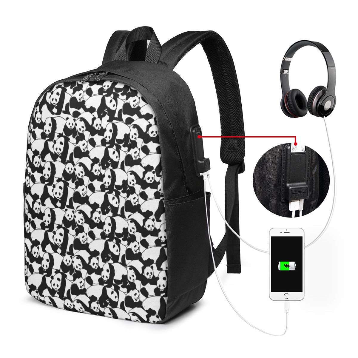 แพนด้าแพทเทิร์นกระเป๋าเป้สะพาย - Woman In Bag บทวิจารณ์และราคา