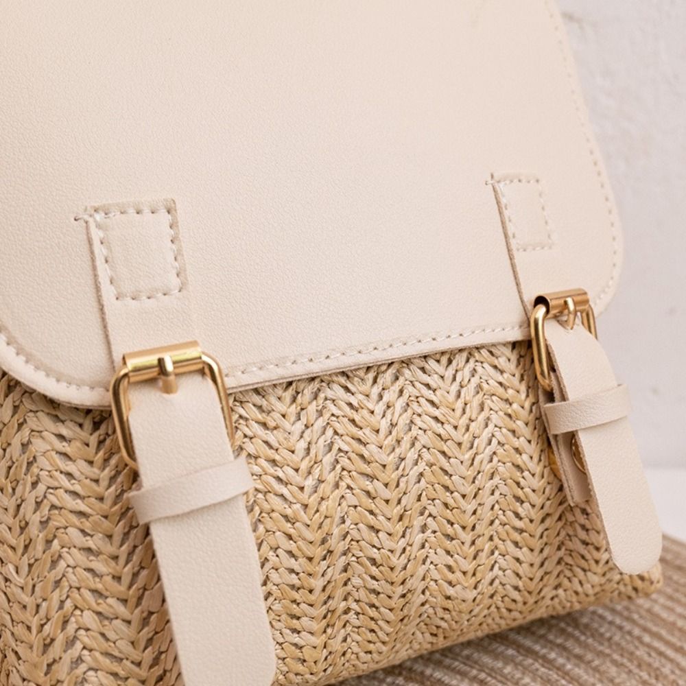 กระเป๋าเป้สะพายหลังหนัง PU แฟช - Woven Straw Bag บทวิจารณ์และราคา