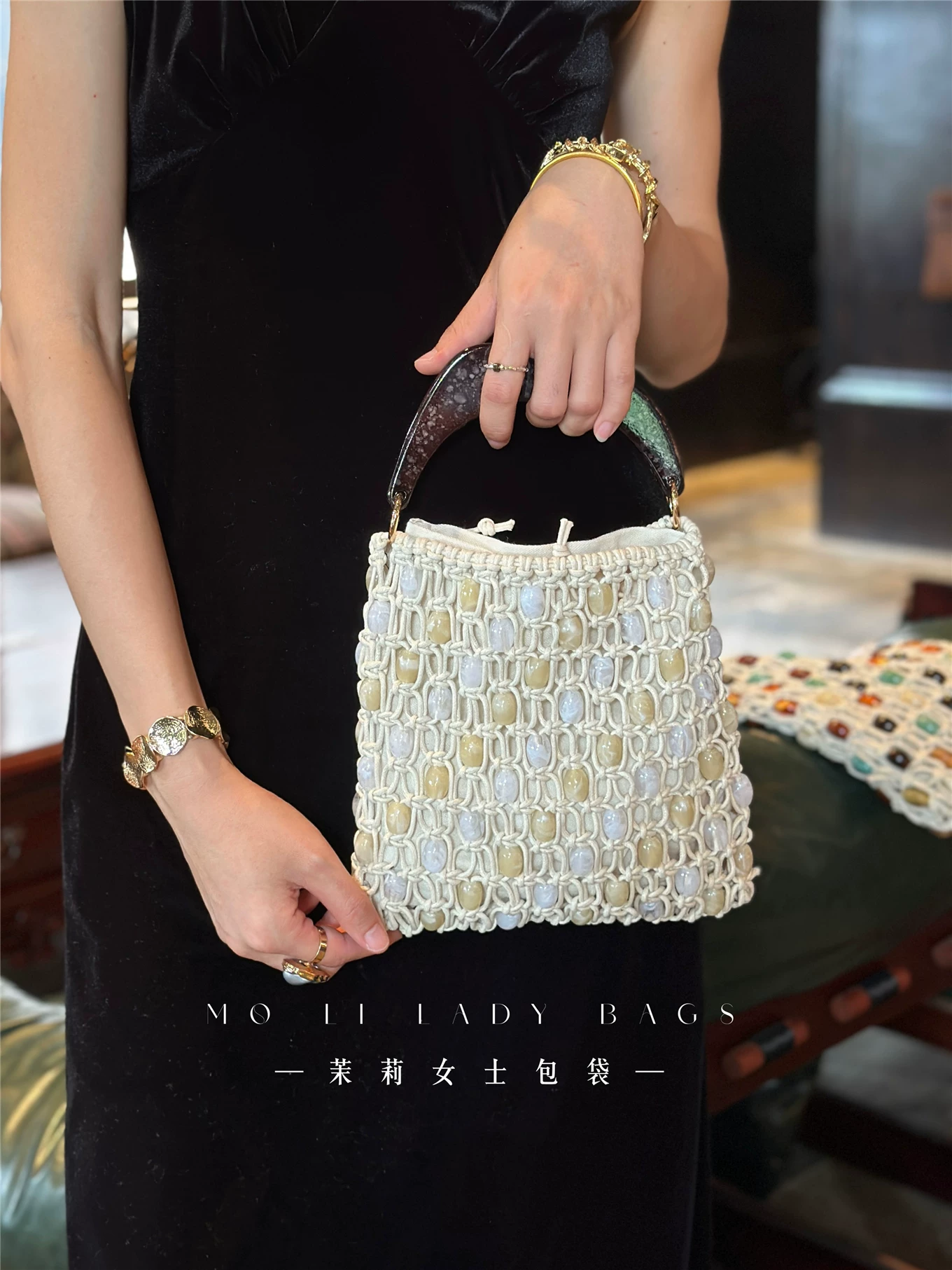 กระเป๋าถือสานลูกปัดแฟชั่น ทำมื - Women'S Bags Holiday บทวิจารณ์และราคา